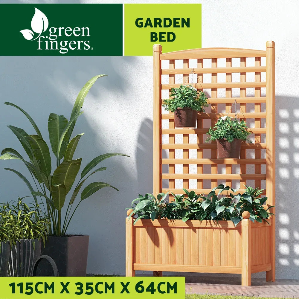 Green Fingers Garden Bed Wooden 64x35x115cm Planter Raised Box Container Trellis - Mekamart Australia