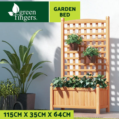 Green Fingers Garden Bed Wooden 64x35x115cm Planter Raised Box Container Trellis - Mekamart Australia