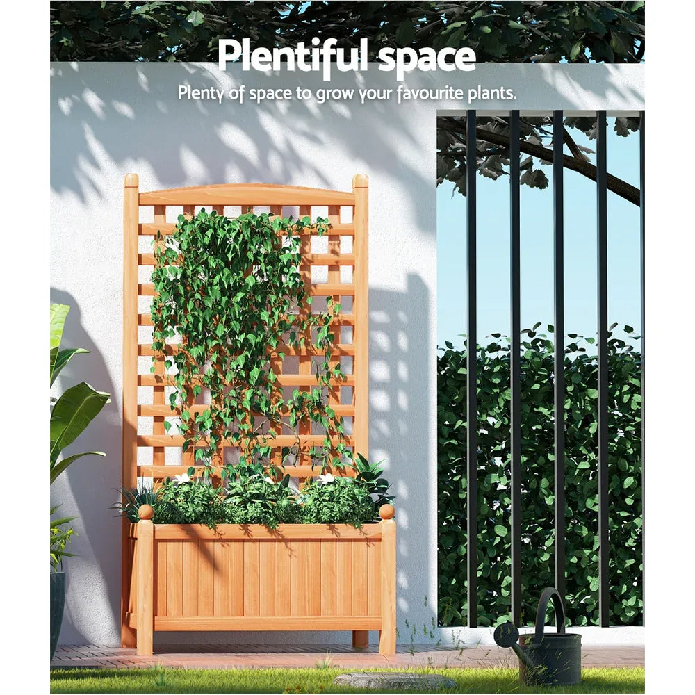 Green Fingers Garden Bed Wooden 64x35x115cm Planter Raised Box Container Trellis - Mekamart Australia