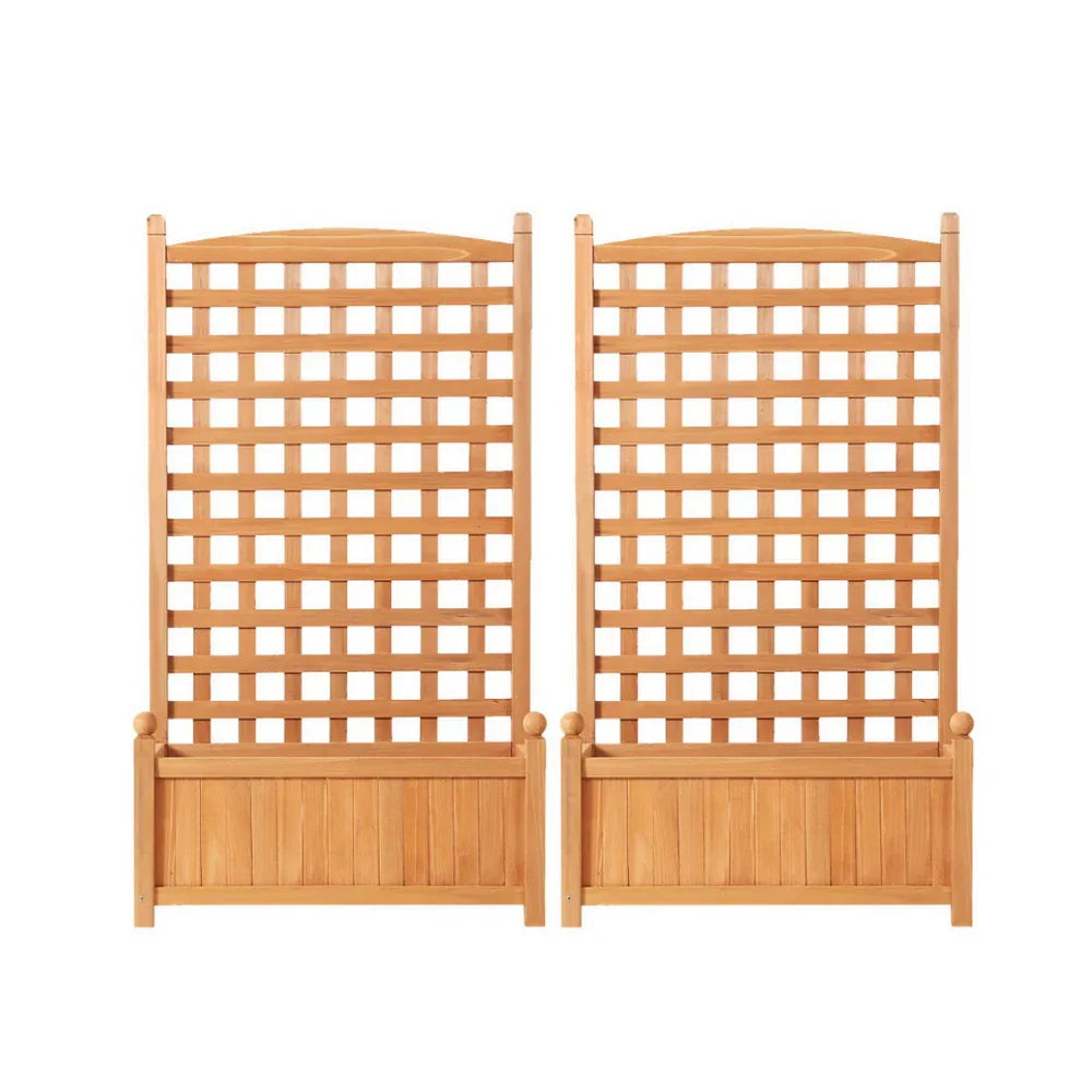 Green Fingers 2X Garden Bed Wooden 64x35x115cm Planter Raised Box Container Trellis - Mekamart Australia