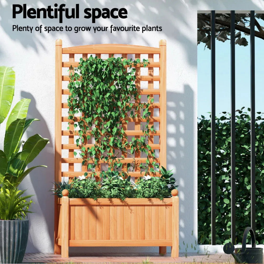 Green Fingers 2X Garden Bed Wooden 64x35x115cm Planter Raised Box Container Trellis - Mekamart Australia