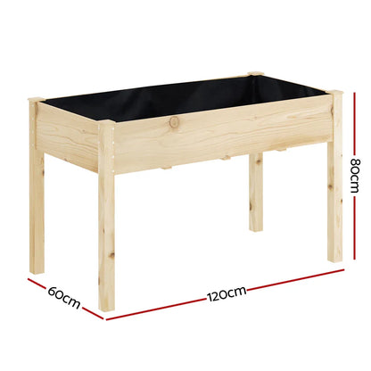 Green Fingers Garden Bed Elevated 120x60x80cm Wooden Planter Box Raised Container - Mekamart Australia