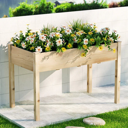 Green Fingers Garden Bed Elevated 120x60x80cm Wooden Planter Box Raised Container - Mekamart Australia