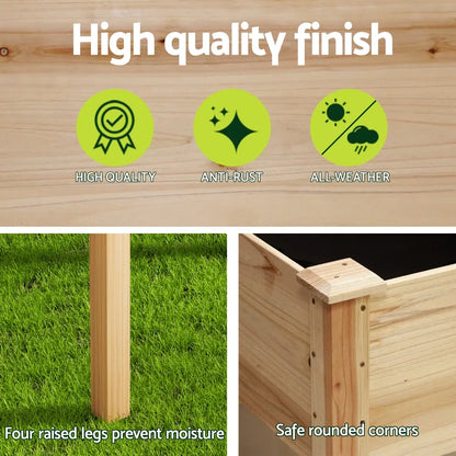 Green Fingers Garden Bed Elevated 120x60x80cm Wooden Planter Box Raised Container - Mekamart Australia