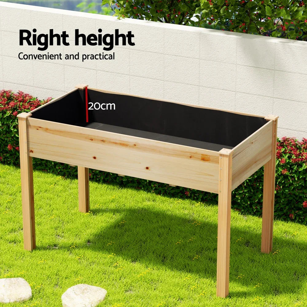 Green Fingers Garden Bed Elevated 120x60x80cm Wooden Planter Box Raised Container - Mekamart Australia
