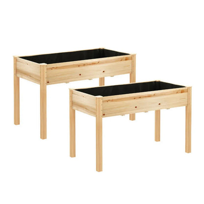 Green Fingers Raised Garden Bed 2x Elevated 120x60x80cm Wooden Planter Box Container - Mekamart Australia