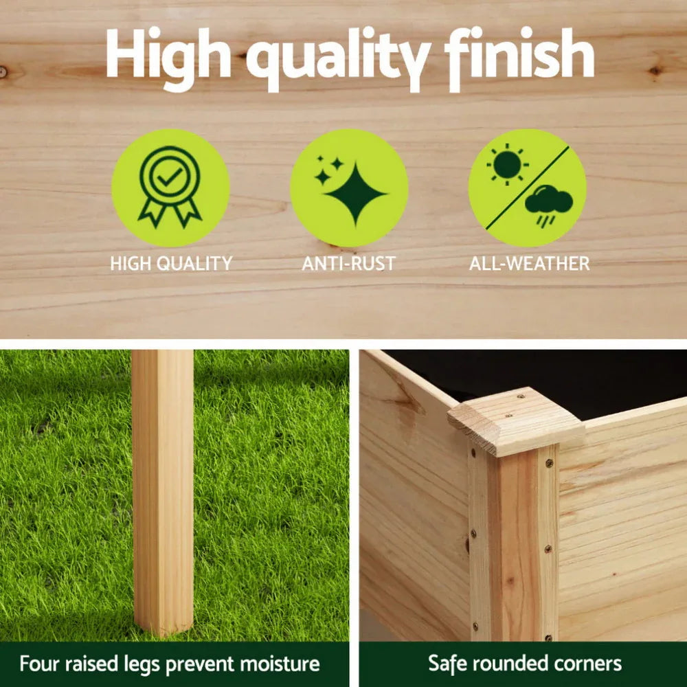 Green Fingers Raised Garden Bed 2x Elevated 120x60x80cm Wooden Planter Box Container - Mekamart Australia