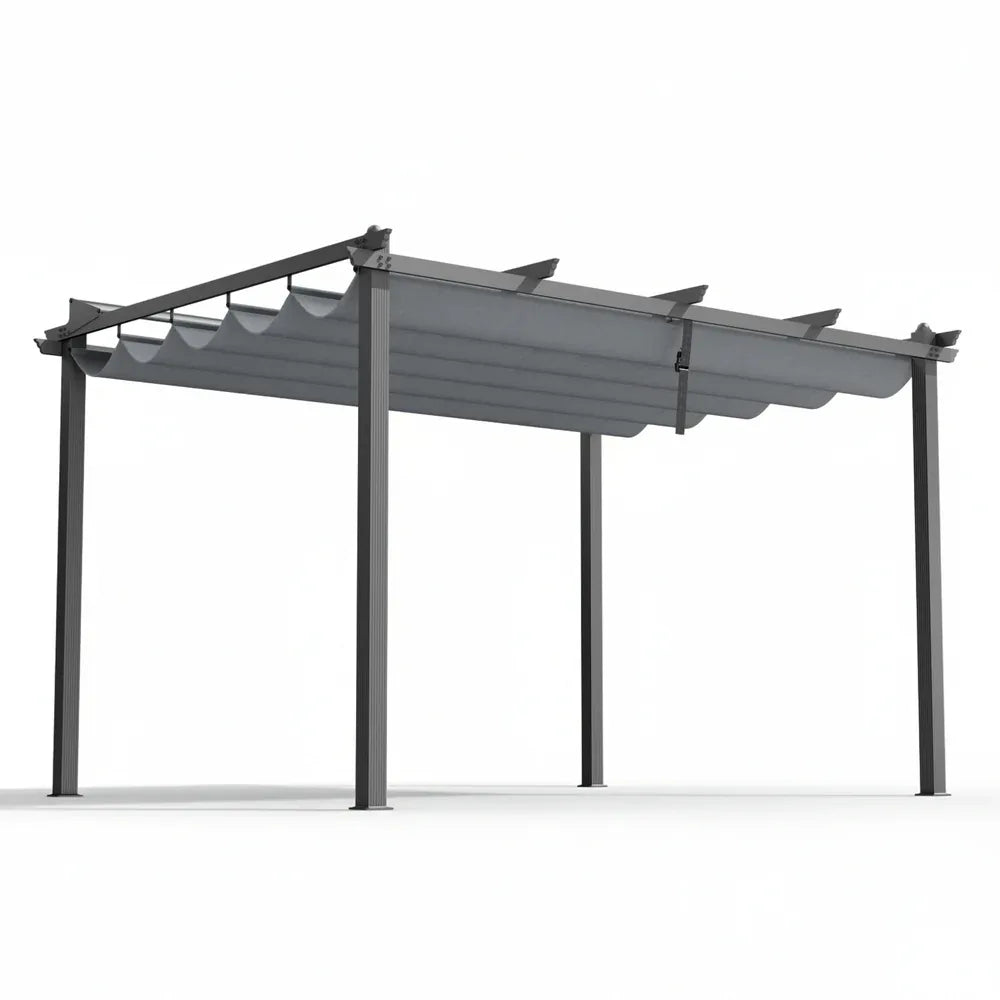 Instahut Gazebo Outdoor Garden Pergola Aluminium Frame Adjustable Canopy 3x4m Grey - Mekamart Australia
