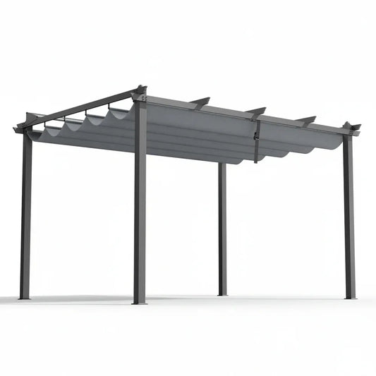 Instahut Gazebo Outdoor Garden Pergola Aluminium Frame Adjustable Canopy 3x4m Grey - Mekamart Australia