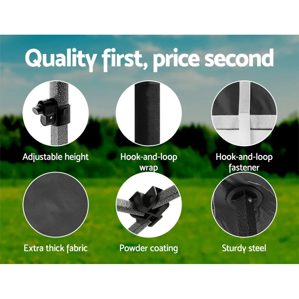 Instahut Gazebo Pop Up Marquee 3x3m Folding Tent Wedding Gazebos 500D Black - Mekamart Australia
