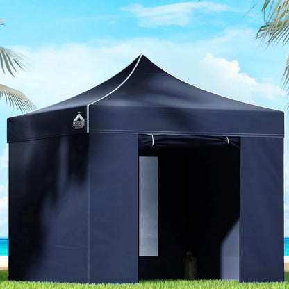 Instahut Gazebo Pop Up Marquee 3x3 Folding Tent Gazebos Camping 500D Oxford Navy - Mekamart Australia