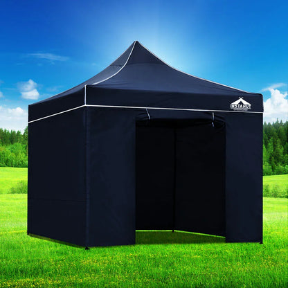 Instahut Gazebo Pop Up Marquee 3x3 Folding Tent Gazebos Camping 500D Oxford Navy - Mekamart Australia