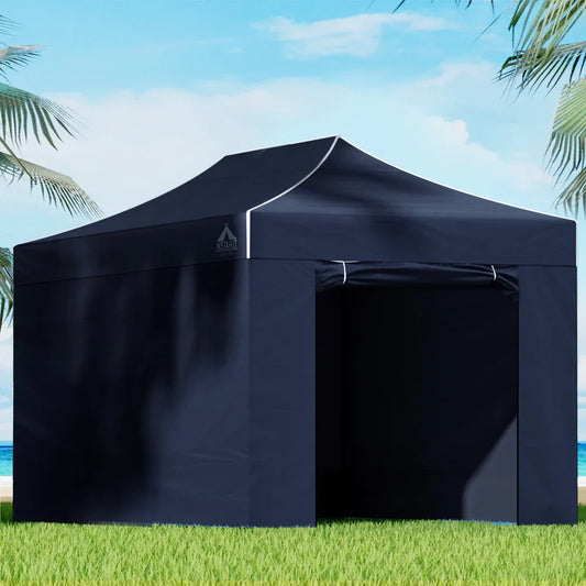 Instahut Gazebo 3x4.5 Pop Up Marquee Folding Tent Wedding Gazebos Camping Outdoor Shade Canopy Navy - Mekamart Australia