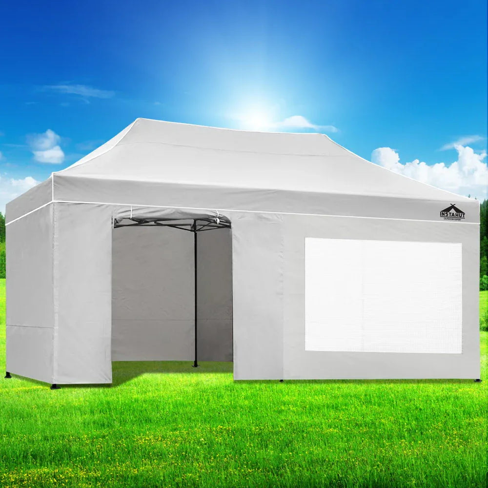 Instahut Gazebo Pop Up Marquee 3x6 Folding Tent Gazebos 500D Oxford Fabric White - Mekamart Australia