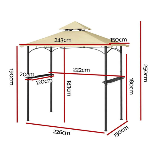 Instahut Gazebo Outdoor Patio Marquee BBQ Grill Shelter Garden Shade Hooks Beige - Mekamart Australia