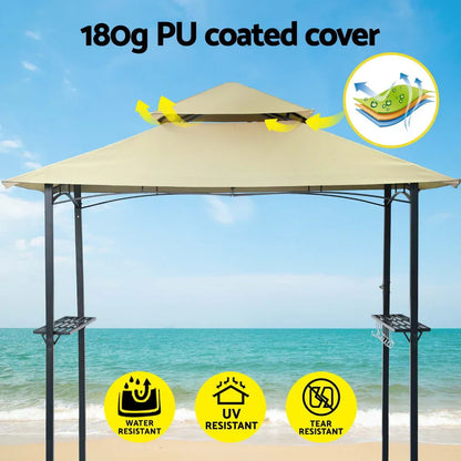 Instahut Gazebo Outdoor Patio Marquee BBQ Grill Shelter Garden Shade Hooks Beige - Mekamart Australia