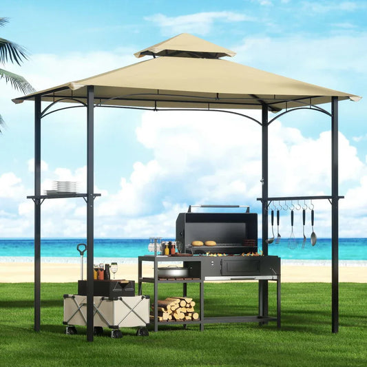 Instahut Gazebo Outdoor Patio Marquee BBQ Grill Shelter Garden Shade Hooks Beige - Mekamart Australia