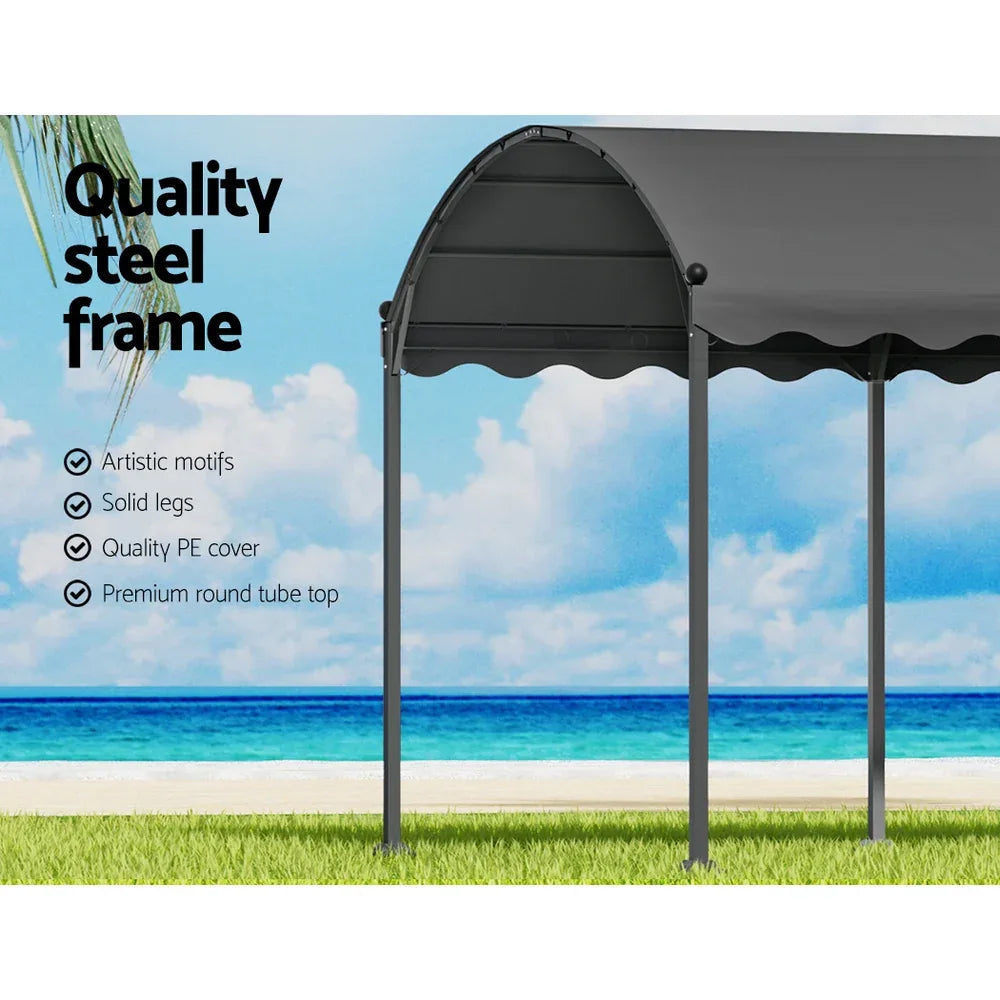 Instahut Gazebo Marquee 4x3m Outdoor Event Wedding Tent Camping Party Shade Iron Art Canopy Grey - Mekamart Australia