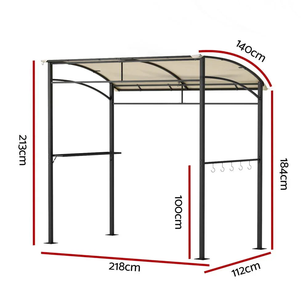 Instahut Gazebo Outdoor BBQ Grill Patio Garden Marquee Shade Shelter Shelf Hooks Beige - Mekamart Australia