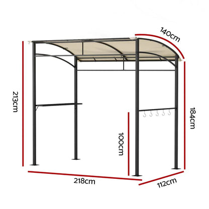 Instahut Gazebo Outdoor BBQ Grill Patio Garden Marquee Shade Shelter Shelf Hooks Beige - Mekamart Australia