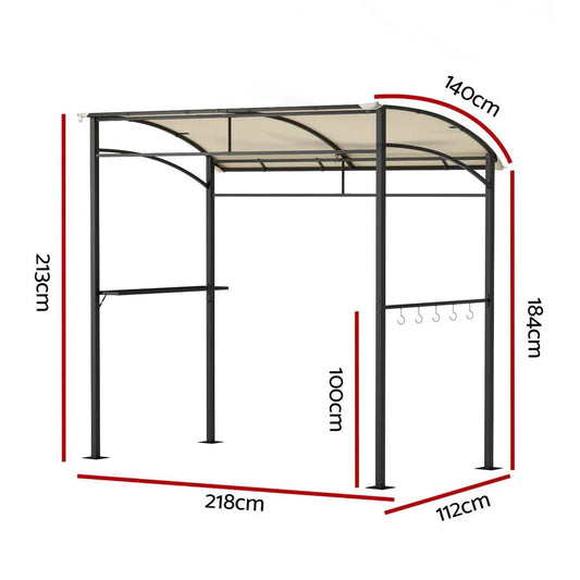 Instahut Gazebo Outdoor BBQ Grill Patio Garden Marquee Shade Shelter Shelf Hooks Beige - Mekamart Australia