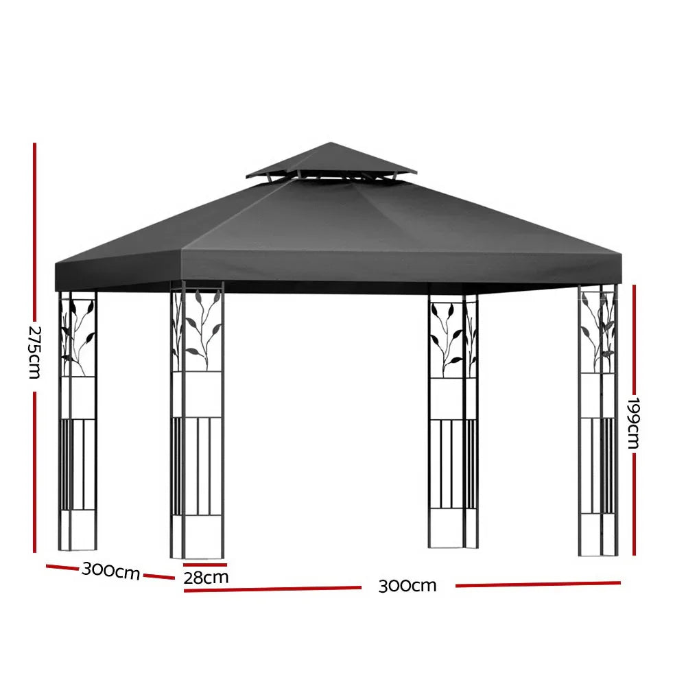 Instahut Gazebo 3x3m Marquee Outdoor Wedding Party Event Tent Home Iron Art Shade Grey - Mekamart Australia