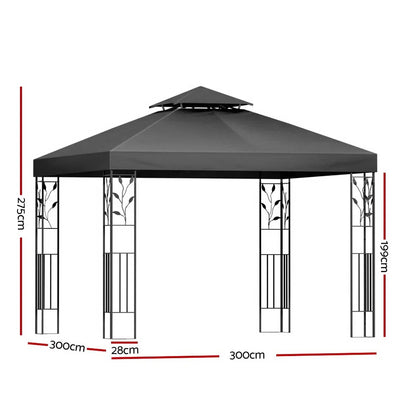 Instahut Gazebo 3x3m Marquee Outdoor Wedding Party Event Tent Home Iron Art Shade Grey - Mekamart Australia