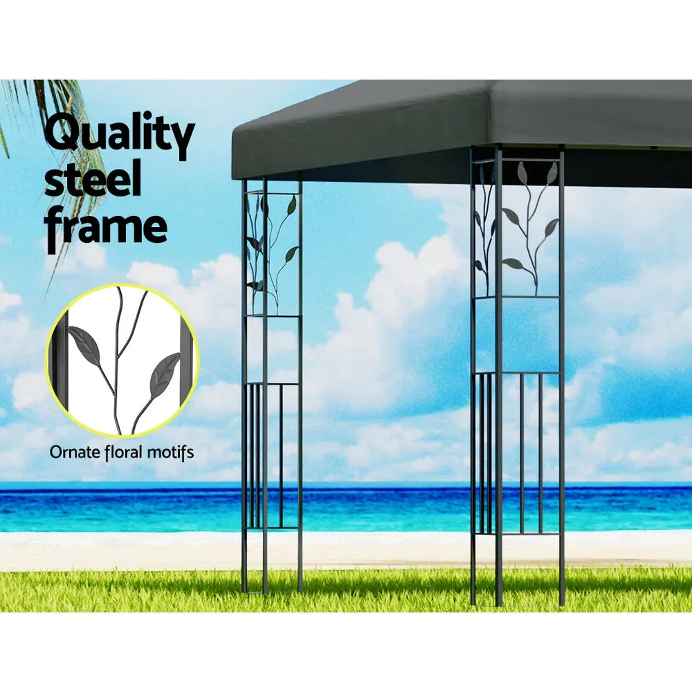 Instahut Gazebo 3x3m Marquee Outdoor Wedding Party Event Tent Home Iron Art Shade Grey - Mekamart Australia