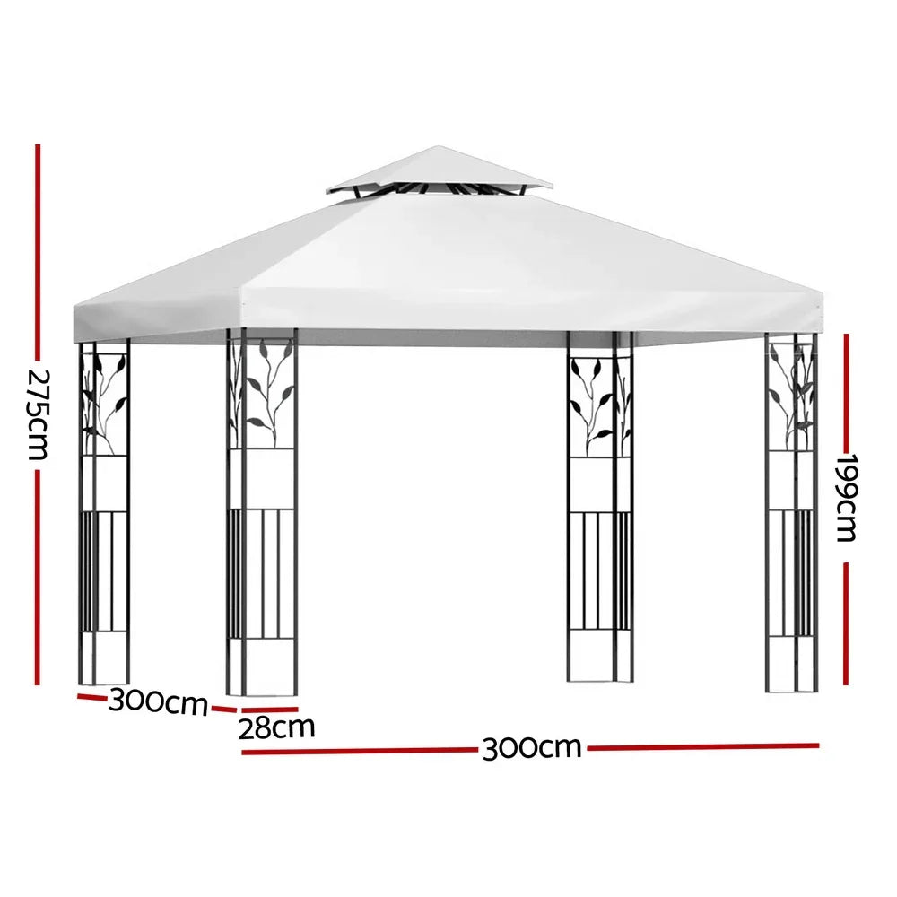 Instahut Gazebo 3x3m Marquee Outdoor Wedding Party Event Tent Home Iron Art Shade White - Mekamart Australia