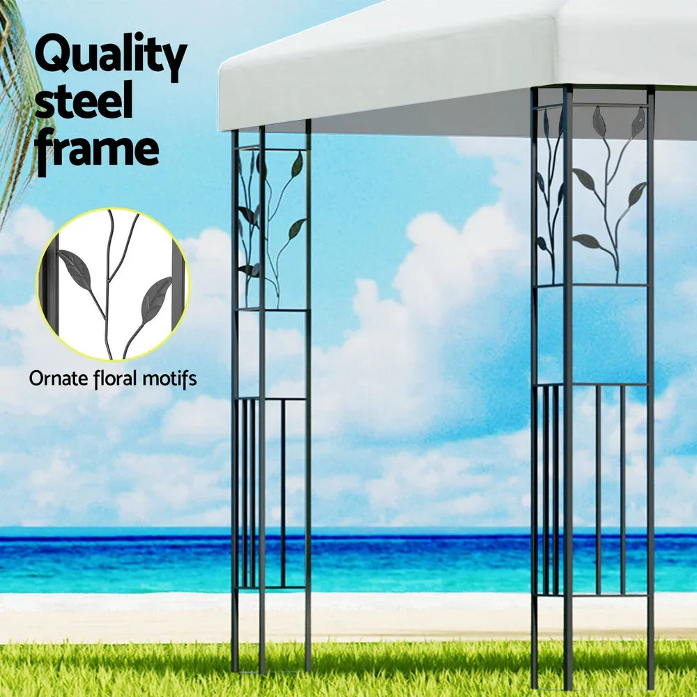 Instahut Gazebo 3x3m Marquee Outdoor Wedding Party Event Tent Home Iron Art Shade White - Mekamart Australia