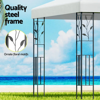Instahut Gazebo 3x3m Marquee Outdoor Wedding Party Event Tent Home Iron Art Shade White - Mekamart Australia