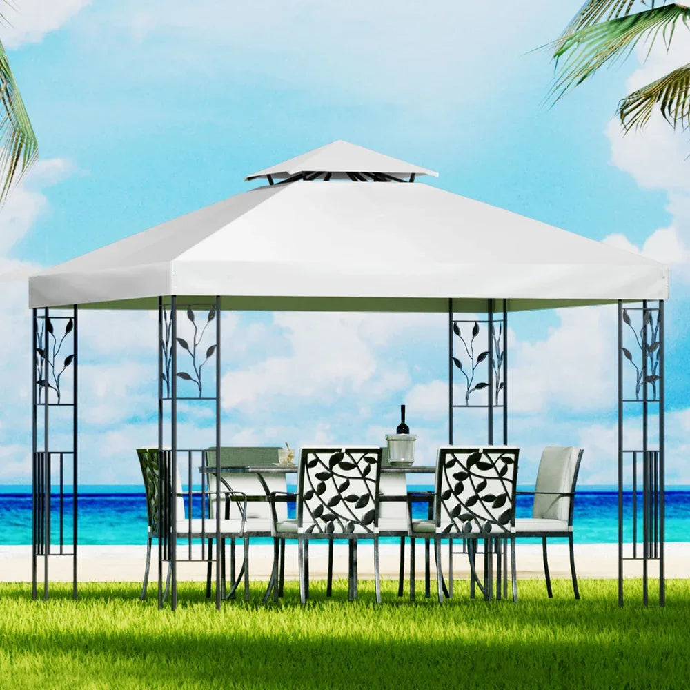 Instahut Gazebo 3x3m Marquee Outdoor Wedding Party Event Tent Home Iron Art Shade White - Mekamart Australia