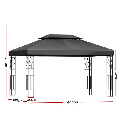 Instahut Gazebo 4x3m Marquee Outdoor Wedding Party Event Tent Home Iron Art Shade Grey - Mekamart Australia