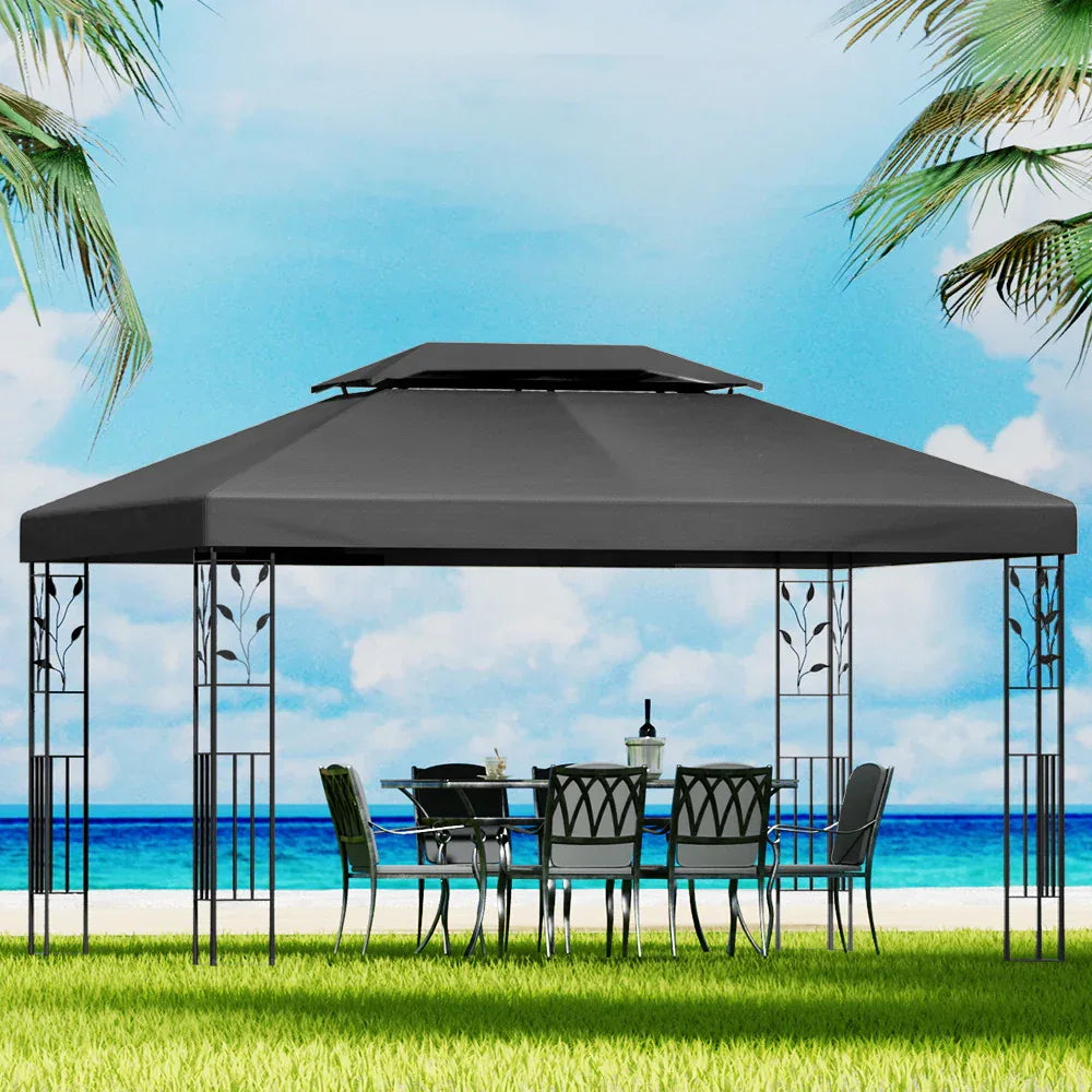 Instahut Gazebo 4x3m Marquee Outdoor Wedding Party Event Tent Home Iron Art Shade Grey - Mekamart Australia