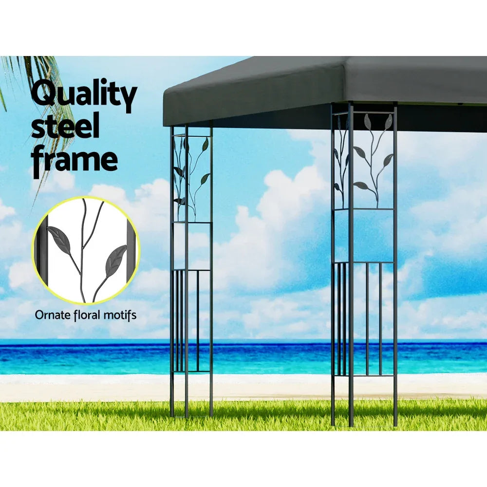 Instahut Gazebo 4x3m Marquee Outdoor Wedding Party Event Tent Home Iron Art Shade Grey - Mekamart Australia