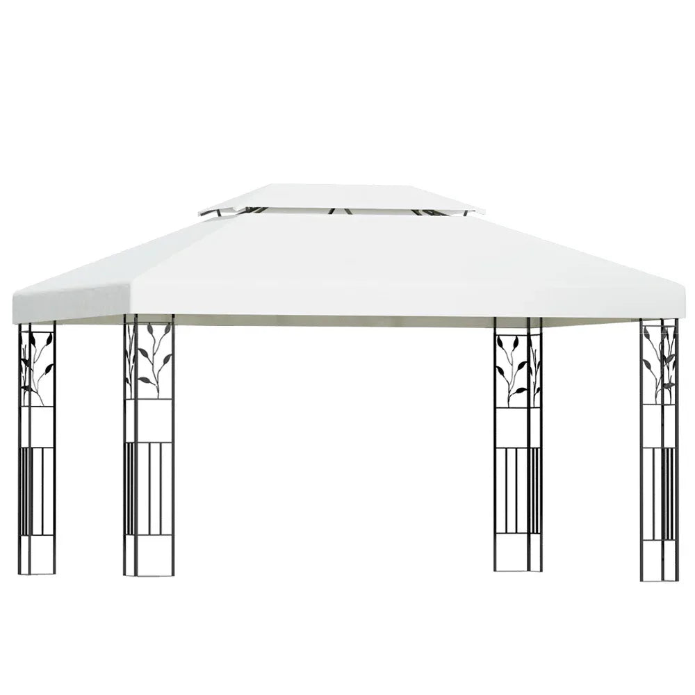 Instahut Gazebo 4x3m Marquee Outdoor Wedding Party Event Tent Home Iron Art Shade White - Mekamart Australia
