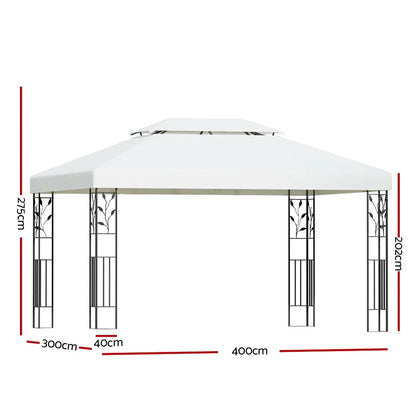 Instahut Gazebo 4x3m Marquee Outdoor Wedding Party Event Tent Home Iron Art Shade White - Mekamart Australia