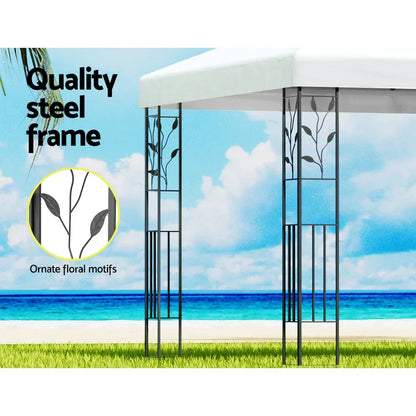 Instahut Gazebo 4x3m Marquee Outdoor Wedding Party Event Tent Home Iron Art Shade White - Mekamart Australia