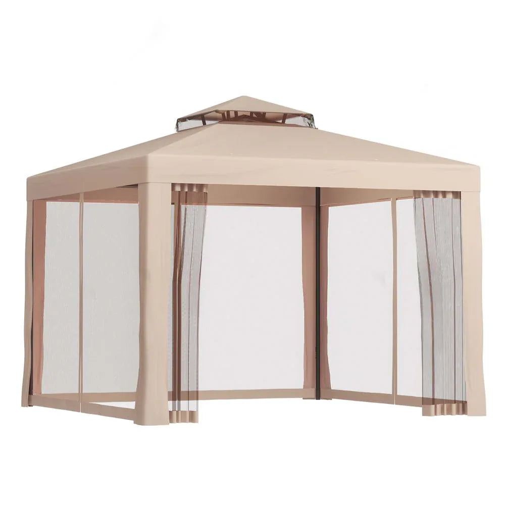 Instahut Gazebo Marquee 3m Outdoor Event Tent Camping Party Mesh Wall Canopy Brown - Mekamart Australia