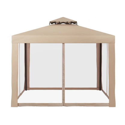 Instahut Gazebo Marquee 3m Outdoor Event Tent Camping Party Mesh Wall Canopy Brown - Mekamart Australia