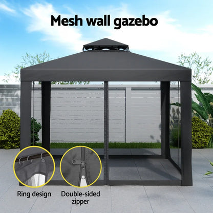 Instahut Gazebo Marquee 3m Outdoor Event Tent Camping Party Mesh Wall Canopy Grey - Mekamart Australia