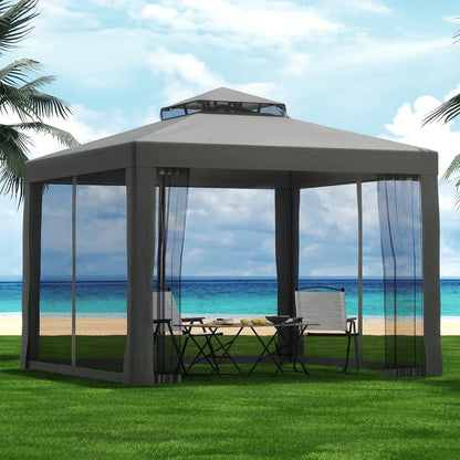 Instahut Gazebo Marquee 3m Outdoor Event Tent Camping Party Mesh Wall Canopy Grey - Mekamart Australia