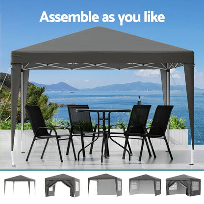 Instahut Gazebo 3x3 Pop Up Marquee Folding Tent Wedding Gazebos Camping Outdoor Shade Canopy Gray - Mekamart Australia