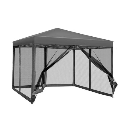 Instahut Gazebo Pop Up Marquee 3x3m Wedding Party Outdoor Camping Tent Canopy Shade Mesh Wall Grey - Mekamart Australia