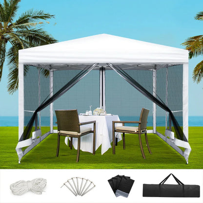 Instahut Gazebo Pop Up Marquee 3x3m Wedding Party Outdoor Camping Tent Canopy Shade Mesh Wall White - Mekamart Australia