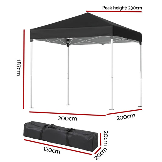 Instahut Gazebo 2x2m Outdoor Patio Garden Marquee Shade Black - Mekamart Australia
