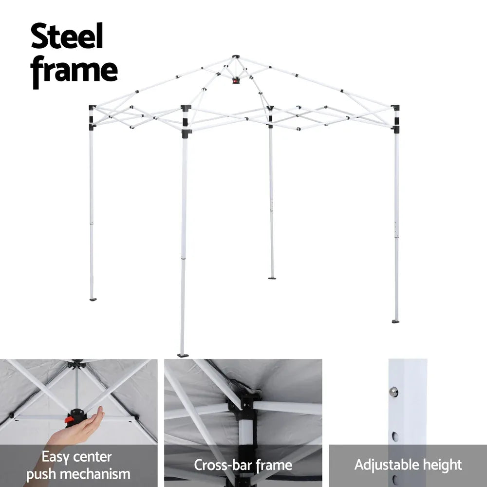 Instahut Gazebo 2x2m Outdoor Patio Garden Marquee Shade w/ Base Pods Black - Mekamart Australia