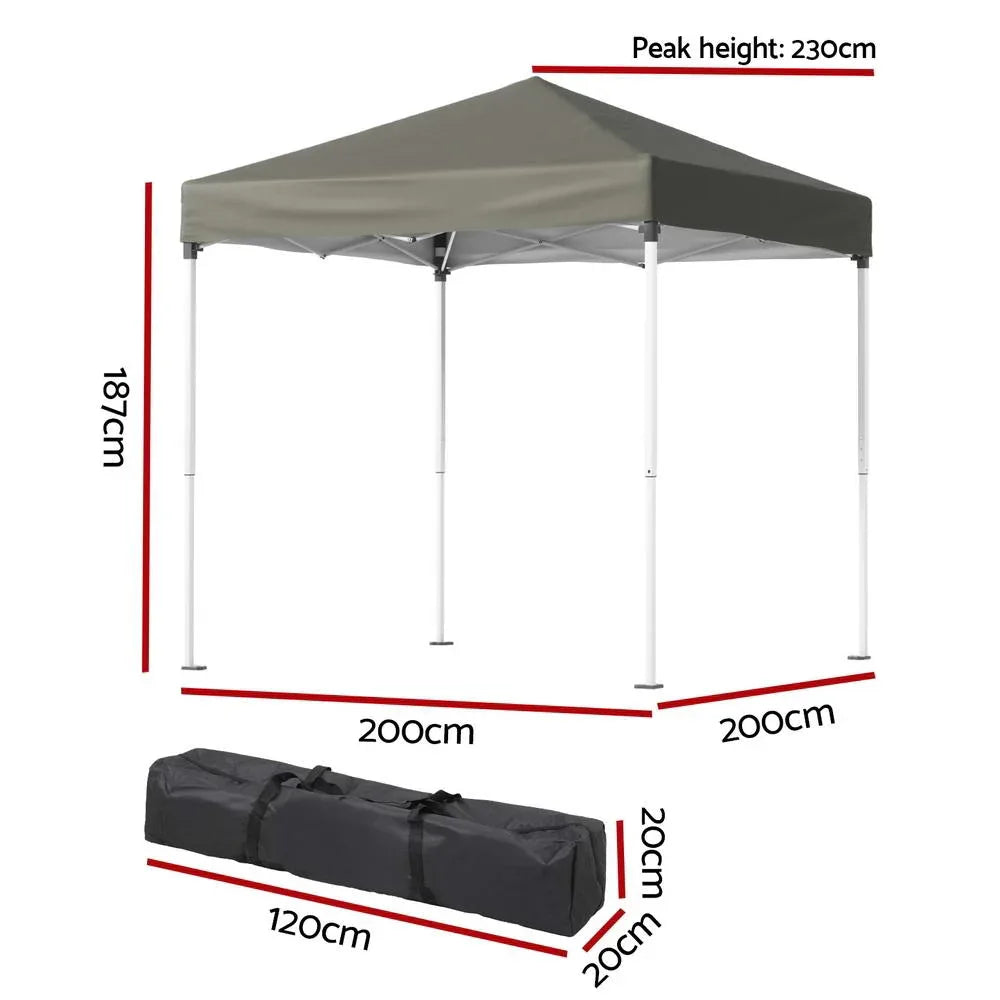 Instahut Gazebo 2x2m Outdoor Patio Garden Marquee Shade Grey - Mekamart Australia