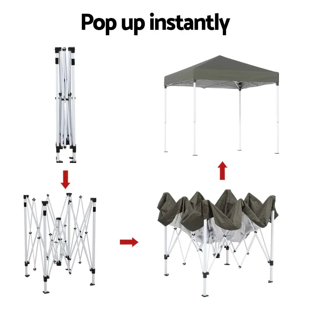Instahut Gazebo 2x2m Outdoor Patio Garden Marquee Shade w/ Base Pods Grey - Mekamart Australia