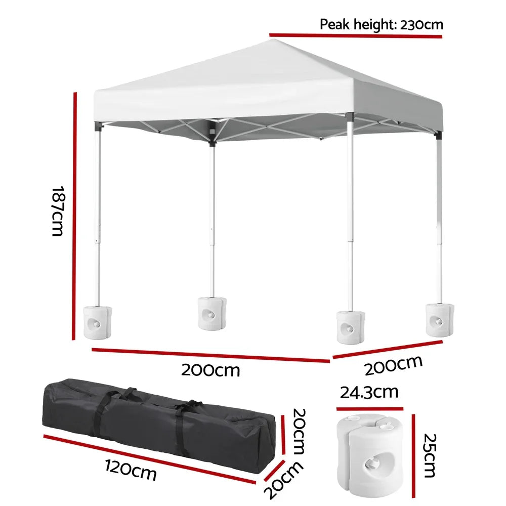 Instahut Gazebo 2x2m Outdoor Patio Garden Marquee Shade w/ Base Pods White - Mekamart Australia